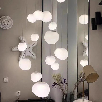 Suspension LED moderne en alliage pour escalier et salon, lumière chaude ou froide ajustable