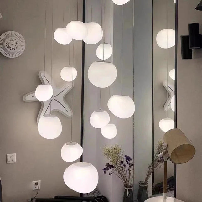Suspension LED moderne en alliage pour escalier et salon, lumière chaude ou froide ajustable