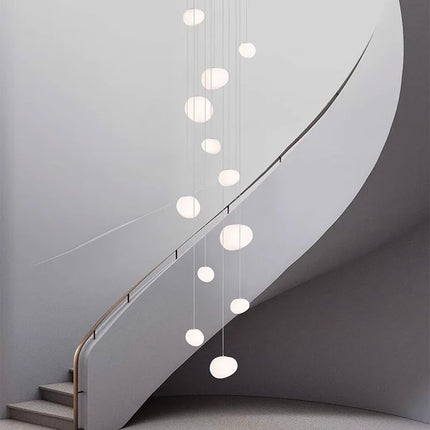Suspension LED moderne en alliage pour escalier et salon, lumière chaude ou froide ajustable