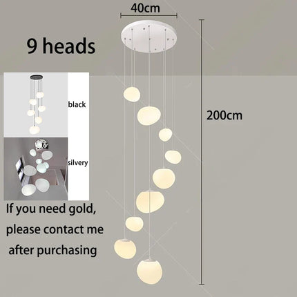 Suspension LED moderne en alliage pour escalier et salon, lumière chaude ou froide ajustable