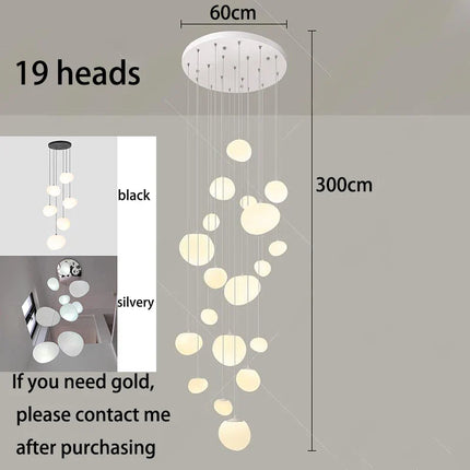 Suspension LED moderne en alliage pour escalier et salon, lumière chaude ou froide ajustable