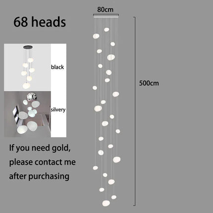 Suspension LED moderne en alliage pour escalier et salon, lumière chaude ou froide ajustable