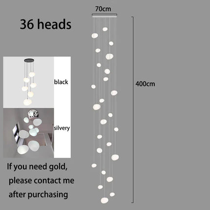 Suspension LED moderne en alliage pour escalier et salon, lumière chaude ou froide ajustable
