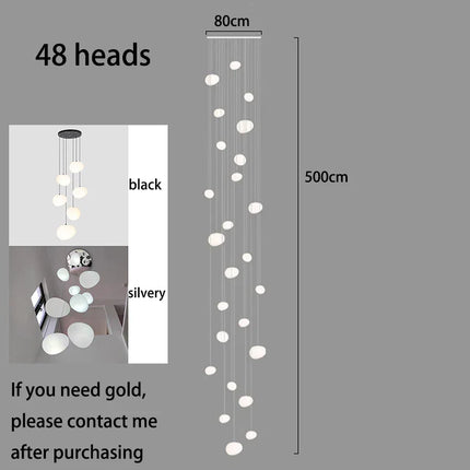Suspension LED moderne en alliage pour escalier et salon, lumière chaude ou froide ajustable