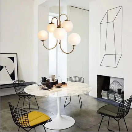Suspension LED ronde en métal, design nordique moderne, lumière chaleureuse élégante