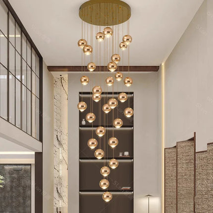 Suspension LED moderne en alliage pour escalier et salon, lumière chaude réglable