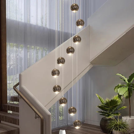 Suspension LED moderne en alliage pour escalier et salon, lumière chaude réglable