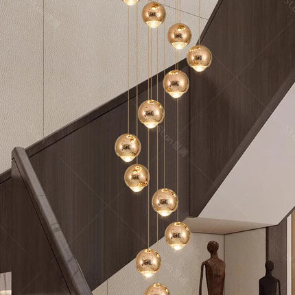 Suspension LED moderne en alliage pour escalier et salon, lumière chaude réglable