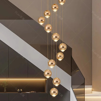 Suspension LED moderne en alliage pour escalier et salon, lumière chaude réglable