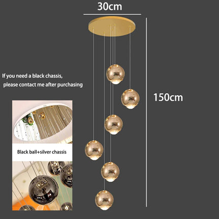 Suspension LED moderne en alliage pour escalier et salon, lumière chaude réglable