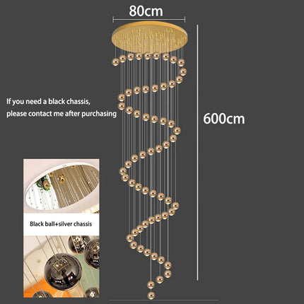 Suspension LED moderne en alliage pour escalier et salon, lumière chaude réglable