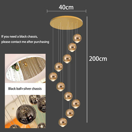 Suspension LED moderne en alliage pour escalier et salon, lumière chaude réglable