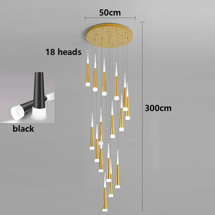 Suspension LED moderne en alliage pour escalier et salon, lumière chaude réglable