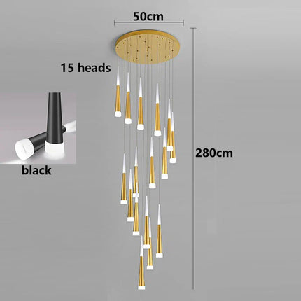 Suspension LED moderne en alliage pour escalier et salon, lumière chaude réglable