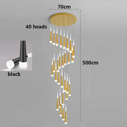 Suspension LED moderne en alliage pour escalier et salon, lumière chaude réglable