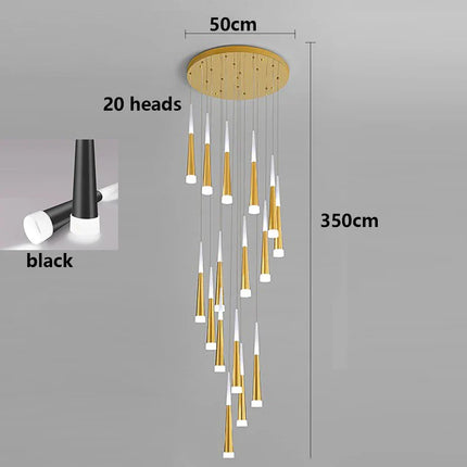Suspension LED moderne en alliage pour escalier et salon, lumière chaude réglable