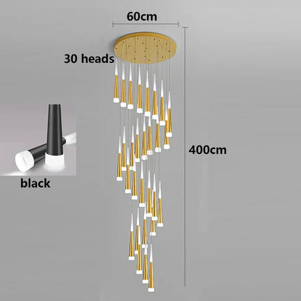 Suspension LED moderne en alliage pour escalier et salon, lumière chaude réglable