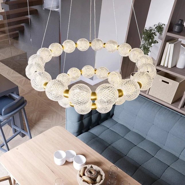 Suspension Anneau LED Moderne en Métal pour Salon et Salle à Manger