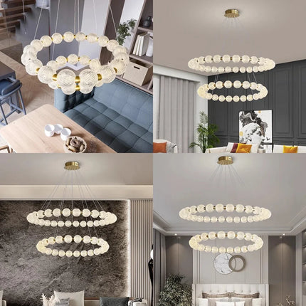 Suspension Anneau LED Moderne en Métal pour Salon et Salle à Manger