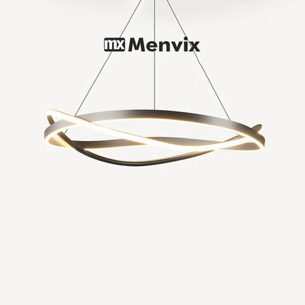 Suspension LED Menvix en aluminium noir et blanc, lumière chaude dimmable, design Art Déco