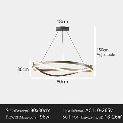 Suspension LED Menvix en aluminium noir et blanc, lumière chaude dimmable, design Art Déco
