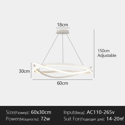 Suspension LED Menvix en aluminium noir et blanc, lumière chaude dimmable, design Art Déco