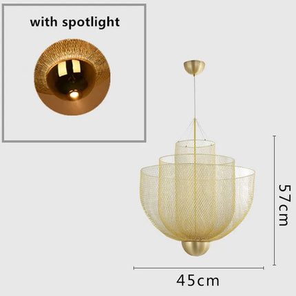 Suspension Artpad en métal chromé à grille, lumière LED chaude, design contemporain