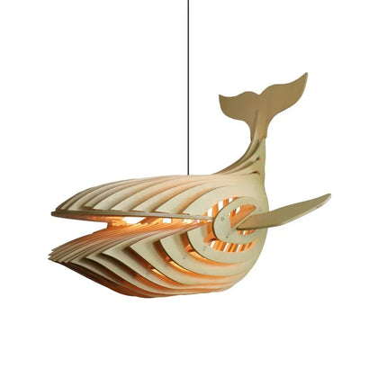 Suspension en bois design poisson E27 pour ambiance cosy et élégante