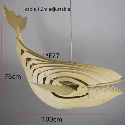 Suspension en bois design poisson E27 pour ambiance cosy et élégante