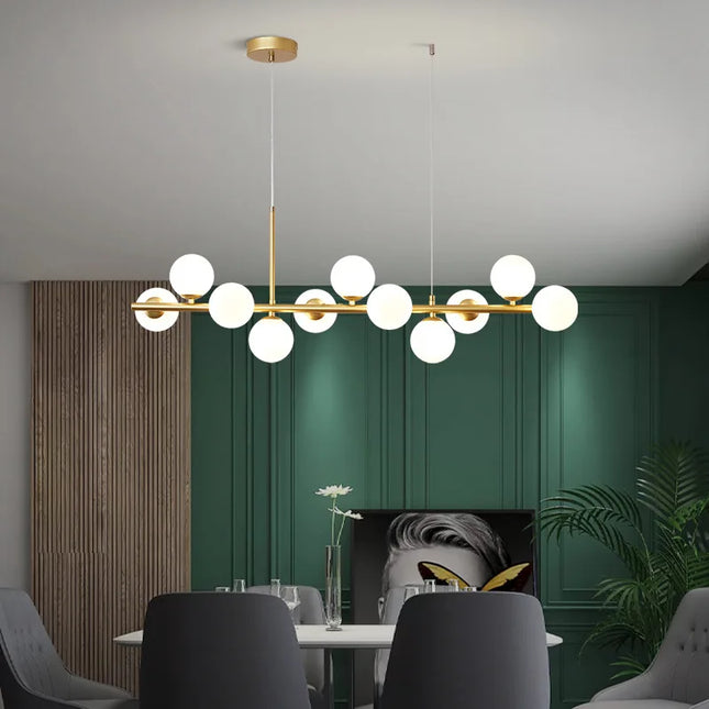 Suspension LED Boule de Verre 11 Têtes Design Nordique Moderne