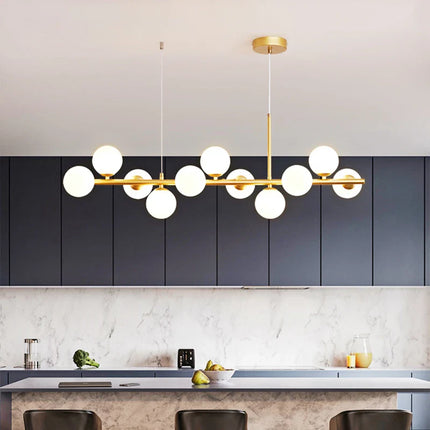 Suspension LED Boule de Verre 11 Têtes Design Nordique Moderne