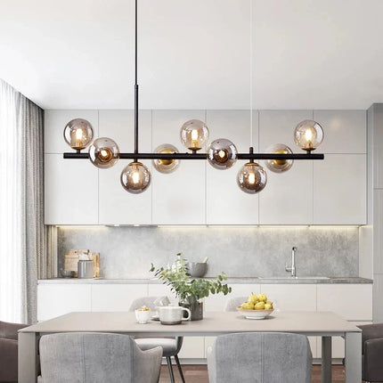 Suspension LED Boule de Verre 11 Têtes Design Nordique Moderne