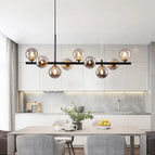 9 Lumières-L83xH124cm / Noir Lumière pole / Blanc Lait