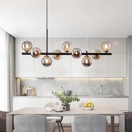 Suspension LED Boule de Verre 11 Têtes Design Nordique Moderne