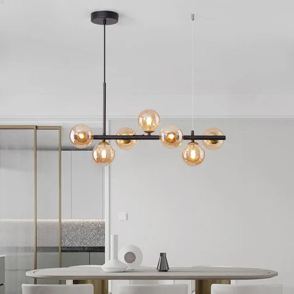 Suspension LED Boule de Verre 11 Têtes Design Nordique Moderne