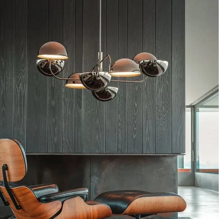 Suspension design post-moderne en métal noir, 8 LED, ambiance cosy