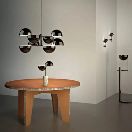 Suspension design post-moderne en métal noir, 8 LED, ambiance cosy