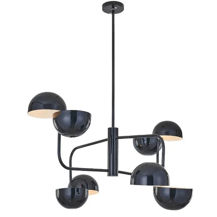 Suspension design post-moderne en métal noir, 8 LED, ambiance cosy