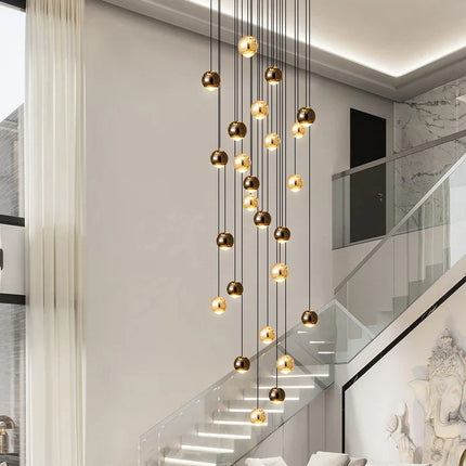 Suspension moderne en aluminium et acrylique pour salon et escalier, lumière modulable