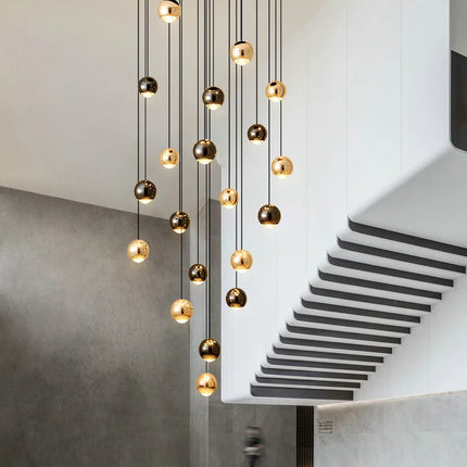 Suspension moderne en aluminium et acrylique pour salon et escalier, lumière modulable