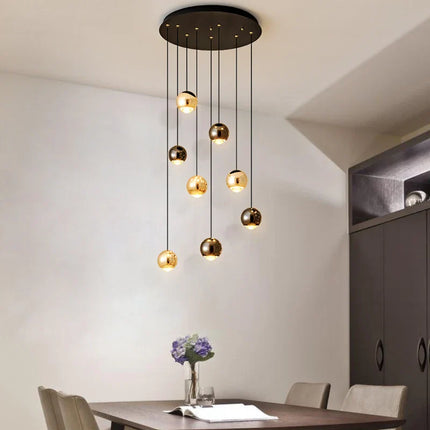 Suspension moderne en aluminium et acrylique pour salon et escalier, lumière modulable