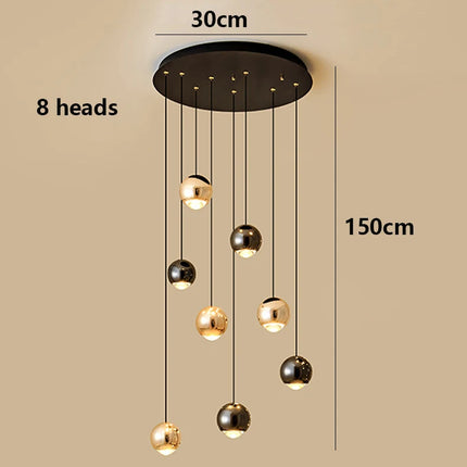 Suspension moderne en aluminium et acrylique pour salon et escalier, lumière modulable