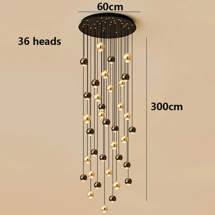 Suspension moderne en aluminium et acrylique pour salon et escalier, lumière modulable