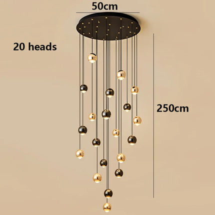 Suspension moderne en aluminium et acrylique pour salon et escalier, lumière modulable