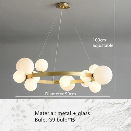Suspension design simpliste en fer avec ampoules LED G9, luminaire intérieur pour salon et chambre