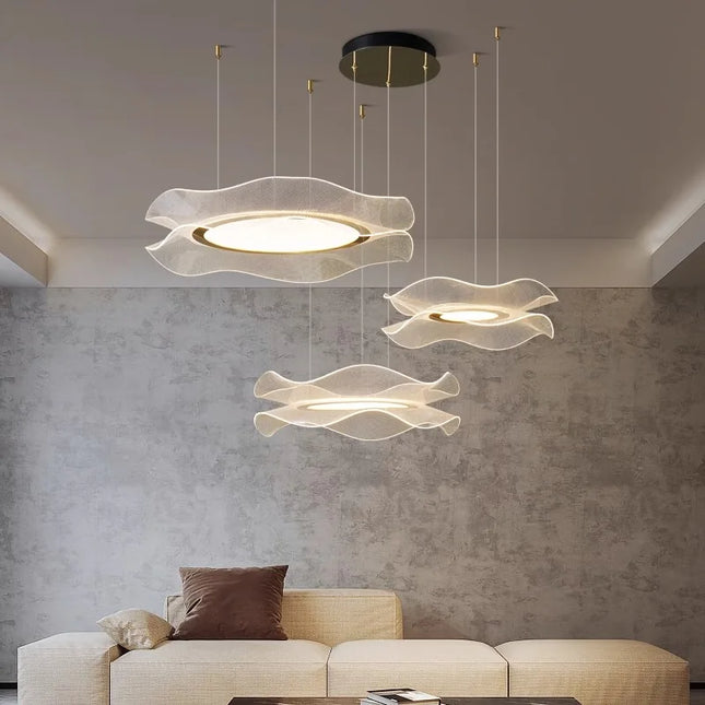 Suspension LED ronde en acrylique minimaliste, lumière chaleureuse pour salon et salle à manger