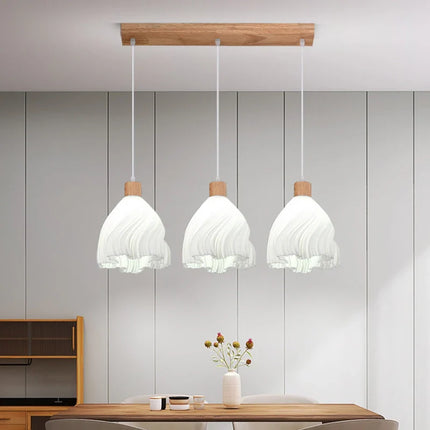 Suspension 3D en bois nordique pour restaurant et bar, lumière LED chaleureuse