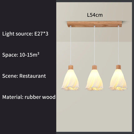 Suspension 3D en bois nordique pour restaurant et bar, lumière LED chaleureuse