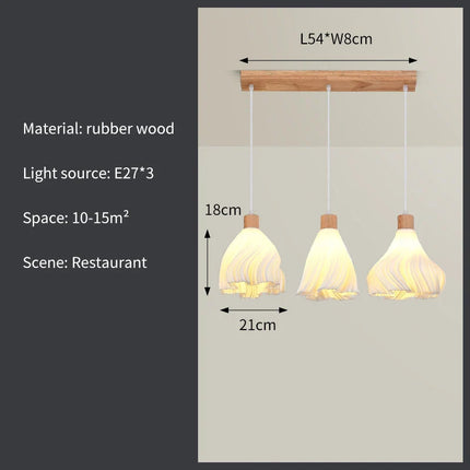 Suspension 3D en bois nordique pour restaurant et bar, lumière LED chaleureuse