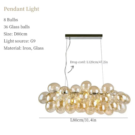 Suspension lustre bulle ballon nordique en verre gris fumé, lumière chaleureuse